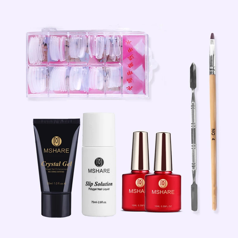 

MSHARE Poly Gel Set Nails Polygel Kit Quick Building Builder Extension Gel Camouflage UV LED Lacquer Brush Nail Tips