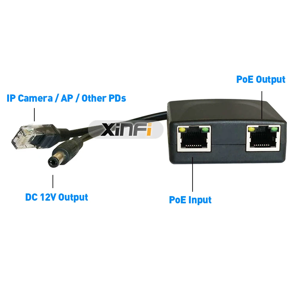 XINFI 24-60 V Вход 12V2A Выход PoE Splitter/Extender/репитер IEEE802.3AF для IP Камера/AP каскадные режим легко Установка