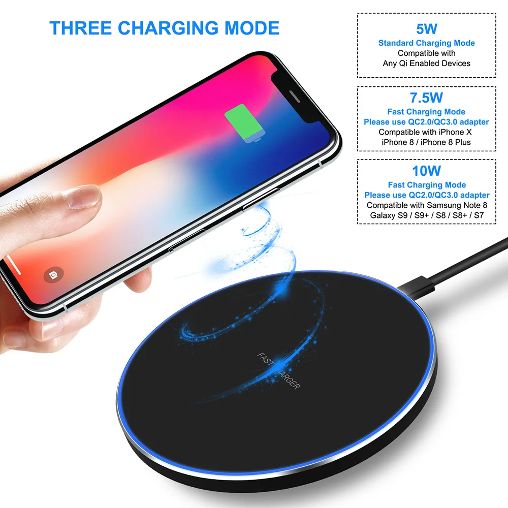 

XIAOHE Fast Wireless Charger 7.5W for iPhone X/8/8 Plus, 10W Qi Wireless Charging Pad for Samsung Galaxy S9/S9+/S8/S8+/S7/Note 8