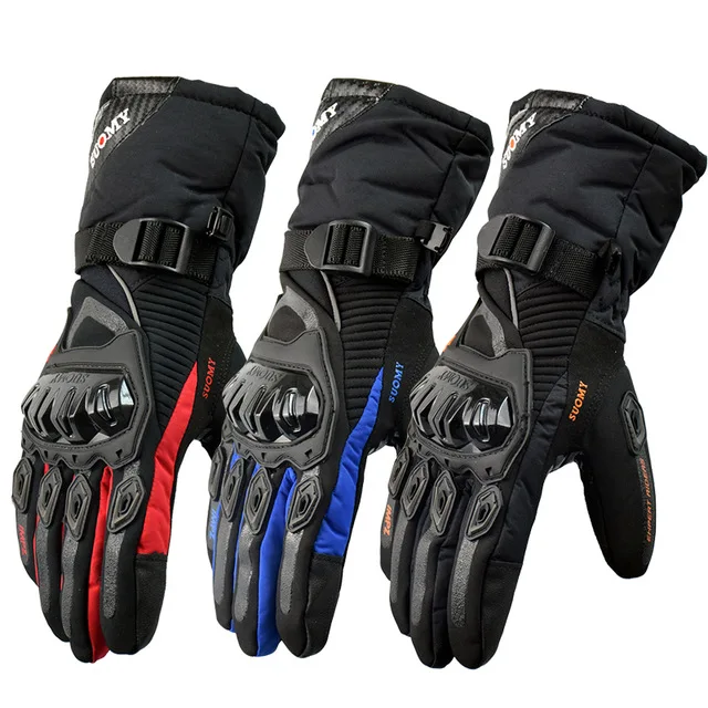 

SUOMY Long Leather Gloves Men Women Winter Waterproof Touch Screen Moto GP Motorcycle Gloves