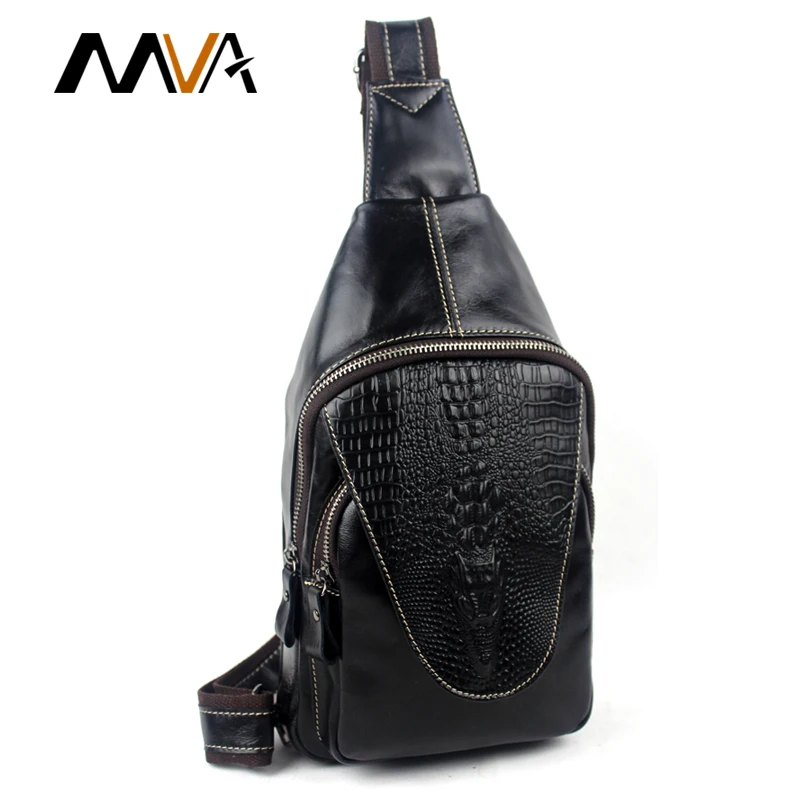 Top sale alligator pattern men bag genuine leather crossbody bags small shoulder belt bags ...