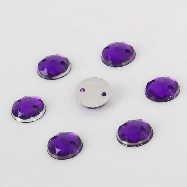 8mm Round Crystal Flatback Acrylic Beads Two Holes Loose Beads For DIY Jewelry Making Needlework Accessories