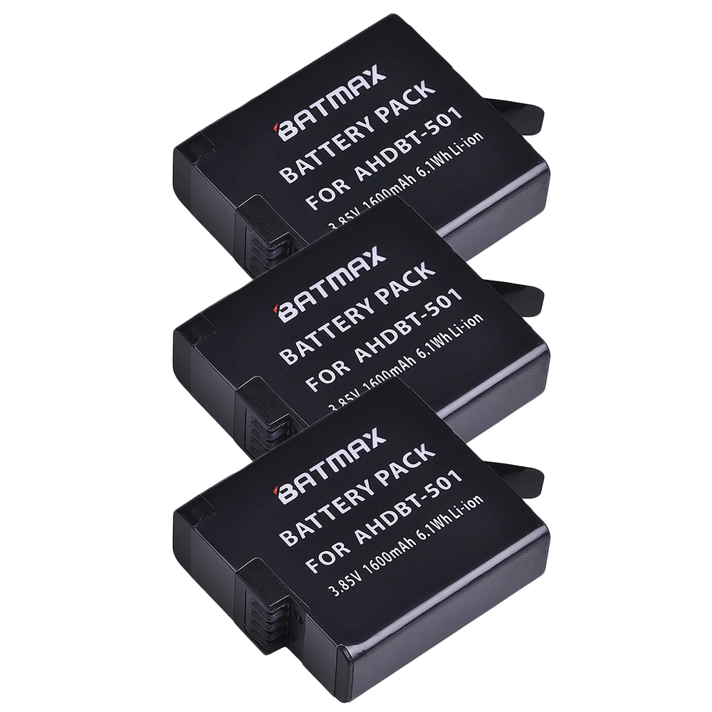 Preise Batmax 3 stücke für Gopro 7 AHDBT 501 Batterie + LED USB 3Slots Ladegerät mit Typ C port für Gopro 5 gopro 6 Gopro8 Action Kamera