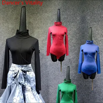

New Autumn Winter Adult Latin Dance Practice Outfits Long Sleeves Top Fishbone Skirt Set Rumba Samba Tango Dance Suit Clothes