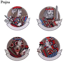 Prajna Индийский стиль вышитые нашивки покер королева король Железо на патч логотип Роза меч значки наклейки в стиле панк на куртке украшения