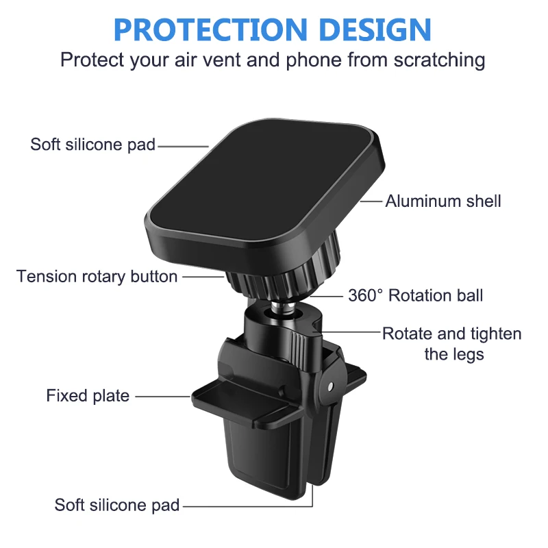 Универсальный Регулируемый держатель для мобильного телефона XMXCZKJ 360, автомобильный держатель для Xiaomi Pocophone F1, крепление на вентиляционное отверстие, Магнитная подставка для сотового телефона