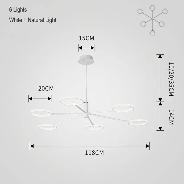 Внутренний светодиодный потолочный Люстра, освещение, повседневный свет, гостиная, спальня, современная канделябры люстры, освещение для дома, светильники, лампадер - Цвет абажура: White 6 lights