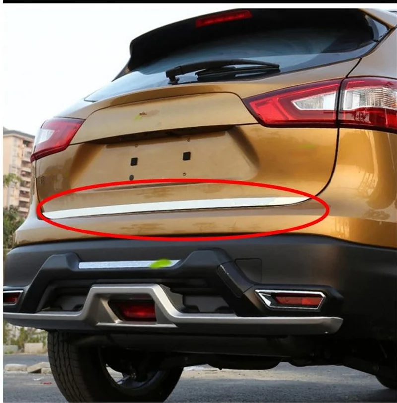 Fit-For-2014-2015-2016-2017-Nissan-Qashqai-Chrome-Tail-Gate-Door-Cover-Trim-Rear-Trunk