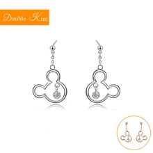 Мультяшные циркониевые серьги-гвоздики, титановая инкрустация из нержавеющей стали, циркон, розовое золото, серебро, модные трендовые женские ювелирные изделия, подарок