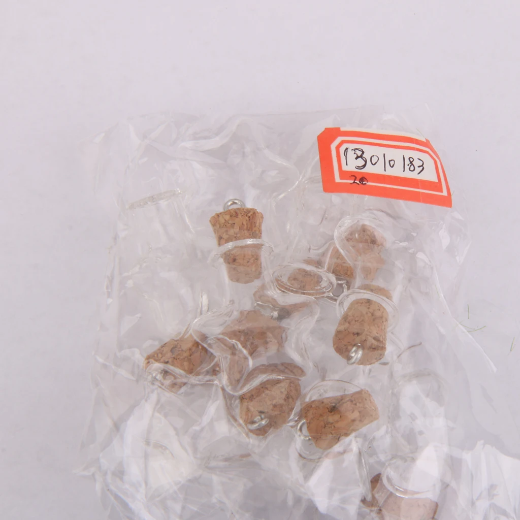 Phenovo 10pc Clear Wishing Bottle Pendants Empty Cork Hand-Blown Vial Necklace  DIY Pendant Fashion Jewelry Accessories