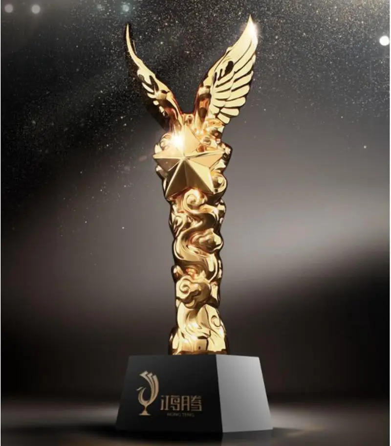 Высокое качество! 2018 новая Tengfei крылья смолы металла трофей хрустальный трофей, пятиконечная звезда трофей, Бесплатная доставка