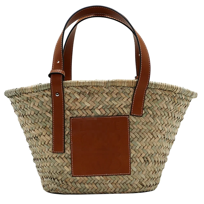 

Straw Bag Woven Tote Super Popular Large Capacity Basket Bag Designer Beach Bag Khaki Trumpet