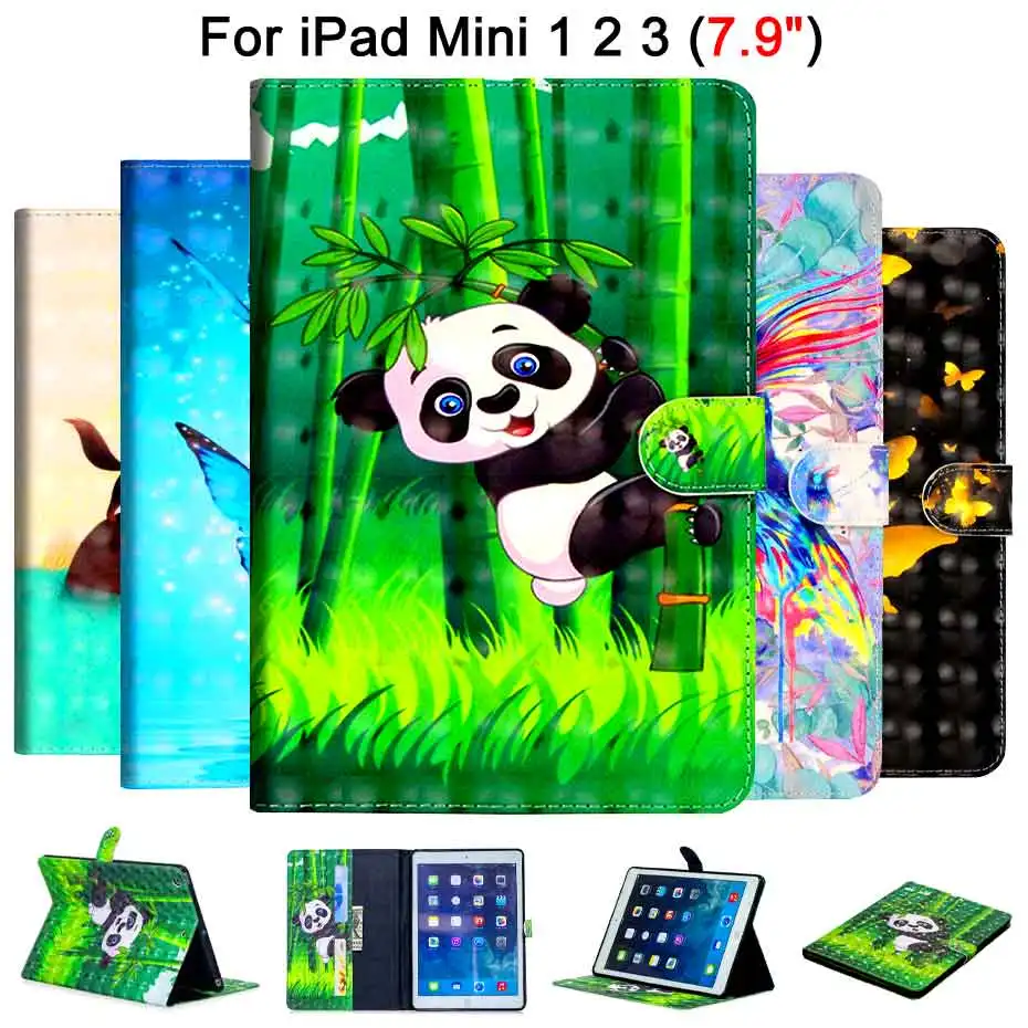 3D Painted PU Leather Case For Apple iPad Mini 1 2 3 7.9&quot Cover for Funda Tablet Shell | Компьютеры и офис