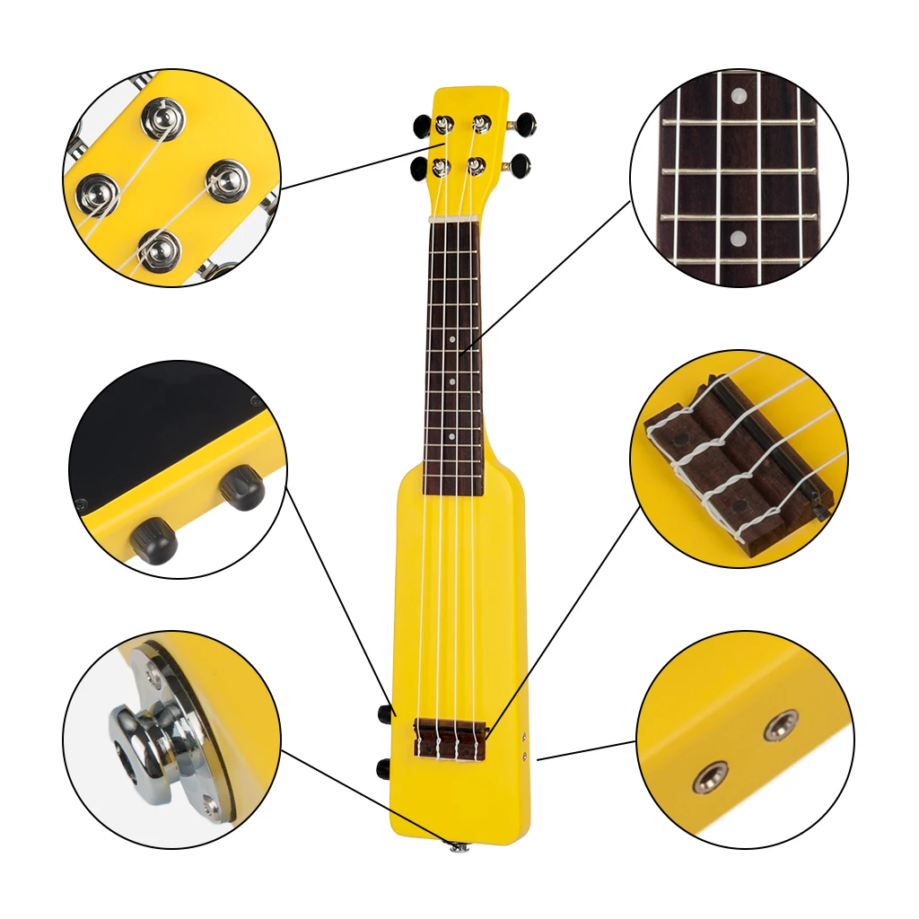 2" Okoume электрический набор укулеле W/Gig Bag 3,5 мм аудио кабель тихий Электрический Укулеле сопрано Уке-желтый