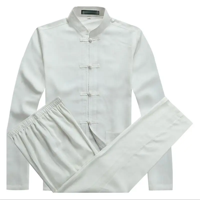 Традиционная китайская одежда для мужчин, одежда для кунг-фу, Cheongsam Shanghai Tang, костюм для кунг-фу, мужские рубашки в восточном стиле, винтажные мужские рубашки - Цвет: White