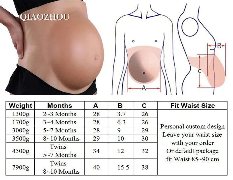photo 5 Months Pregnant Belly Size Pictures 4 5 months fake pregnant belly high quality real skin silicone tummy invisible