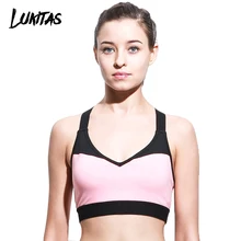 LUKITAS Для женщин два Цвета лоскутное нейлоновые быстросохнущие дышащее с эффектом push-up для йоги и бега разработка тренировок стрейч спортивный бюстгальтер с мягкими чашечками