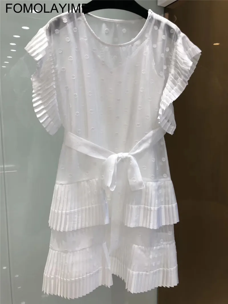 FOMOLAYIME Vestidos женское новое летнее платье в белый горошек роковой Халат