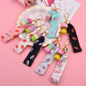 

Women cake keychain letter ribbon hand rope pendant car Key Chain Party gift Key Ring Jewelry Best K2278
