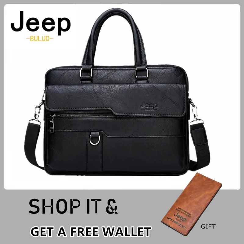 Jeep buluo мужская деловая сумка новая горячая большая емкость кожаный портфель сумки для мужчин 14 дюймов ноутбук Рабочая Дорожная Сумка Черный