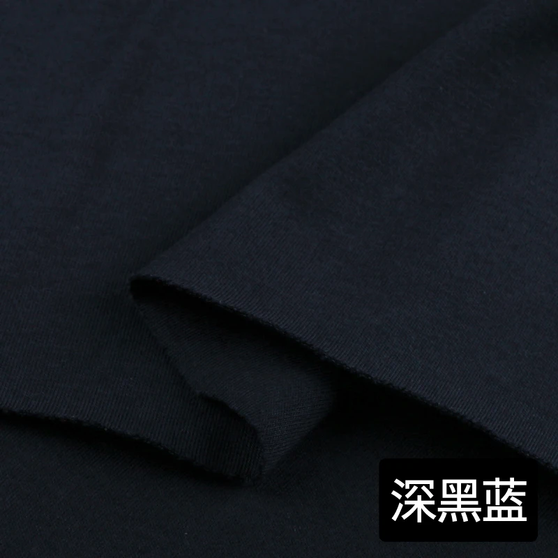Двухсторонняя супер гладкая драпировка хлопок лайкра Высокая Ткань вязаная эластичная футболка платье ткань - Цвет: Dark blue