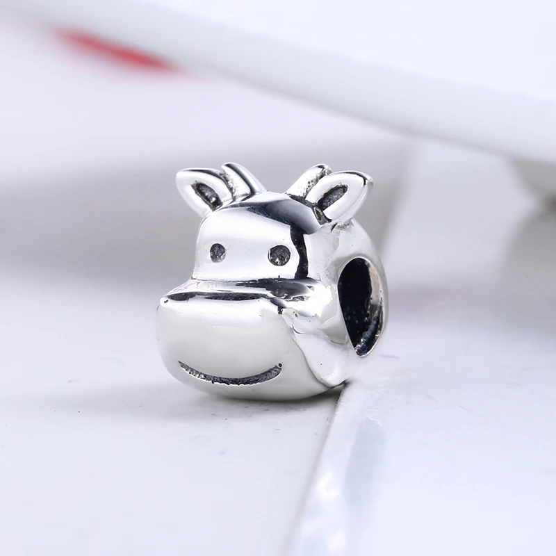 High Quality 100 925 Sterling Silver Cute Cow Charms Beads Fit