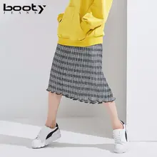 Весна Новая Европейская и американская Женская плиссированная клетчатая юбка Джокер тонкая женская юбка средней длины