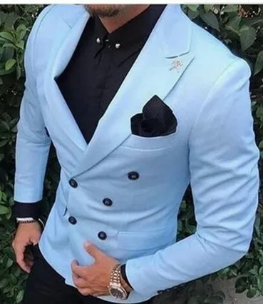 light blue with black pants