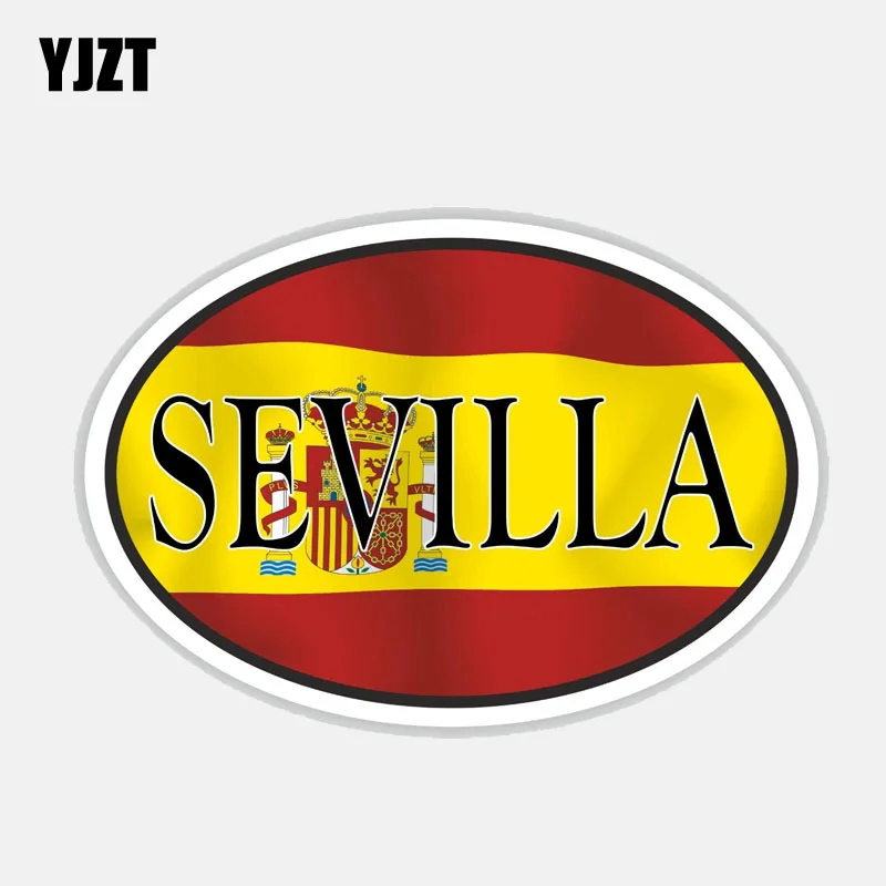 

YJZT 14.1CM*9.5CM Personality Sevilla Spain Oval Car Sticker Decal Accessories 6-2692