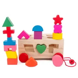 Деревянные Монтессори геометрические сборные блоки juguetes Детские Игрушки для раннего развития