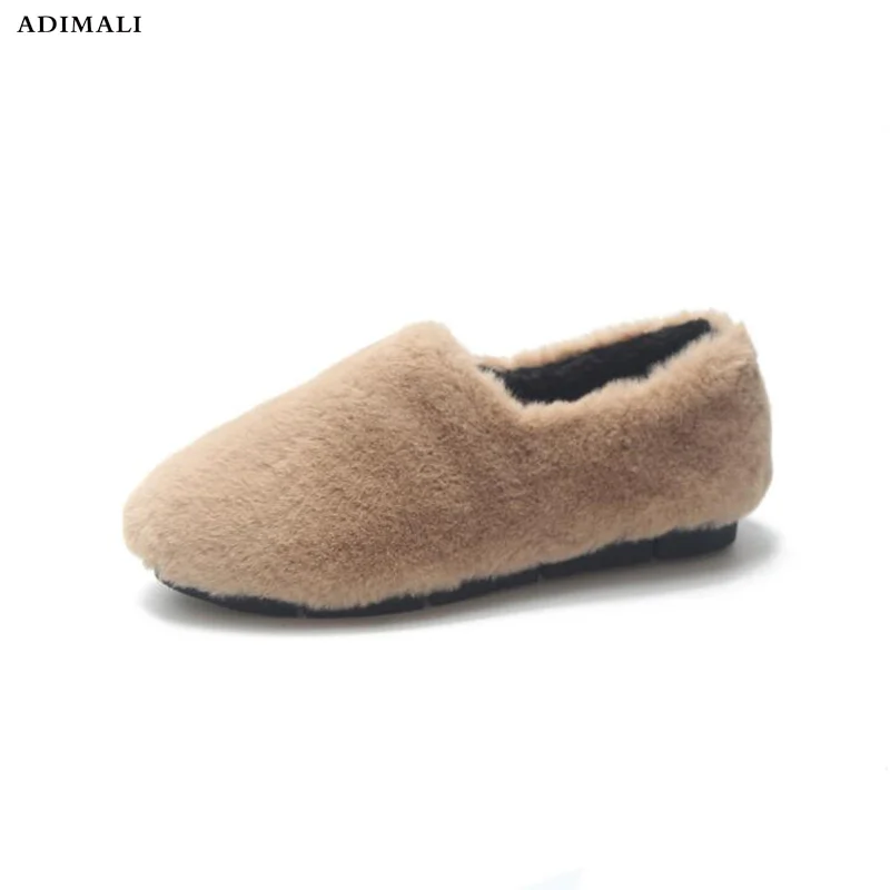 

2018 Woollen shoes ladies Home Shoes Women outdoor Women Slippers Flats Brand Winter Faux Fur Slipper Slides Mules shoes woman