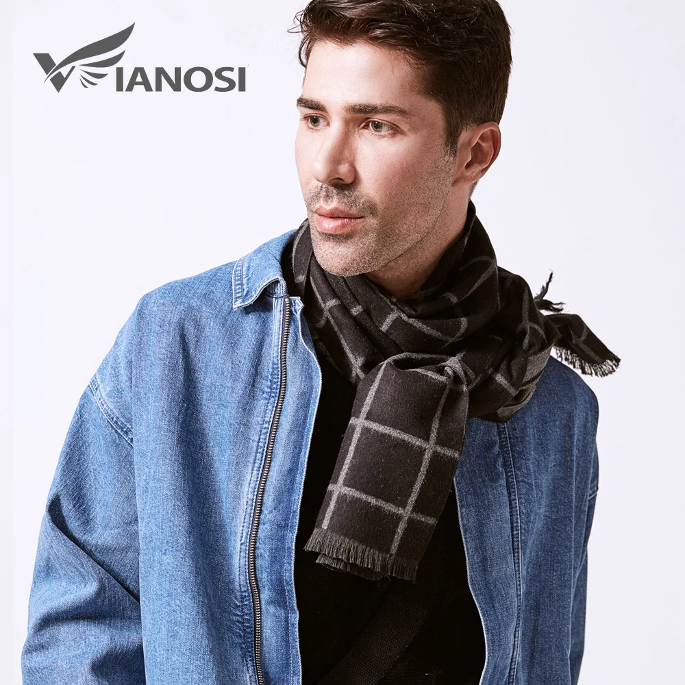 men scarf style VIANOSI Man Solid Winter Scarves Fashion Long Cotton scarf Men soft warm Wraps VA246 mens linen scarf Scarves