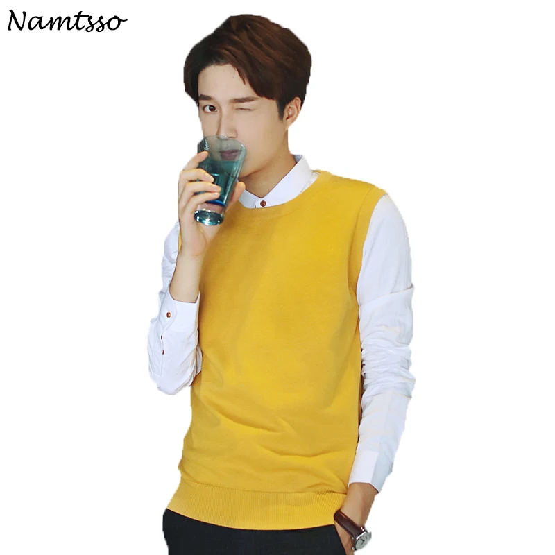 Nice Mens Solid Sweater Vest Men Wool Pullover V Neck Sleeveless Knitwear Vest Winter Casual Clothes Tops