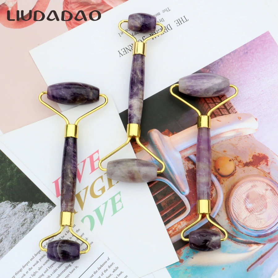 

Amethyst Rollers Massager Newest Jade Natural Face Lift Rollers Skin Care Women Beauty Massager Roller Box Drop Shipping