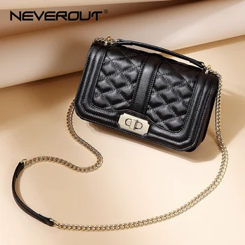 

NEVEROUT Solid Leather Quilted Style Messenger Bags Women Small Flap Bag Small Handbags Shoulder Sac a Main Ladies Crossbody Bag