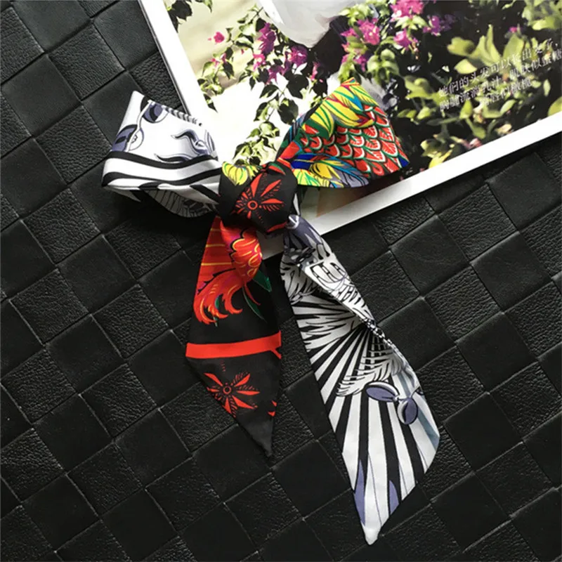 MENGLINXI сумка лента Sacrf 2018 новый бренд для женщин маленький шелковый шарф перо печати оголовье ручка мешок ленты модные длинные шарфы для