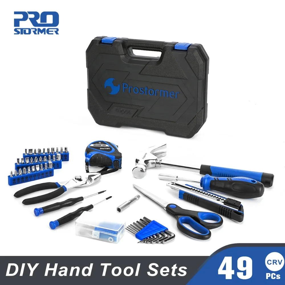 

Prostormer 49 Pcs woodworking tools DIY Household Hand Tool Set Metrically Repair Ratchet Spanner Socket Professional Tool Set