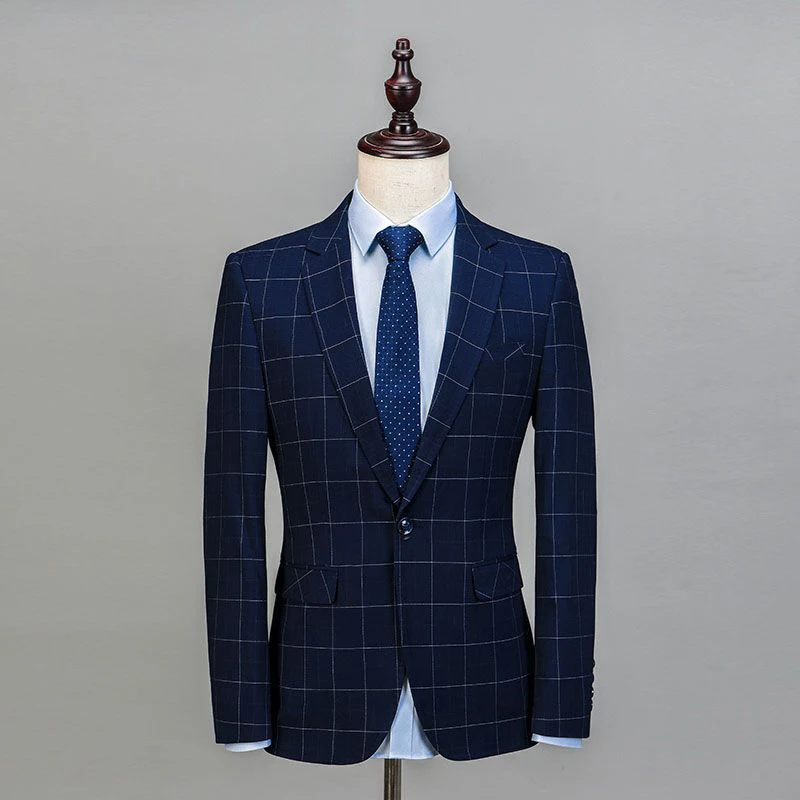 الرجال منقوشة دعوى 3 قطعة حقق شال التلبيب البدلة السترة مجموعات الرسمي صالح سليم البدلات الرسمية دعوى 2019 الملكي الأزرق (سترة + سترة + السراويل)