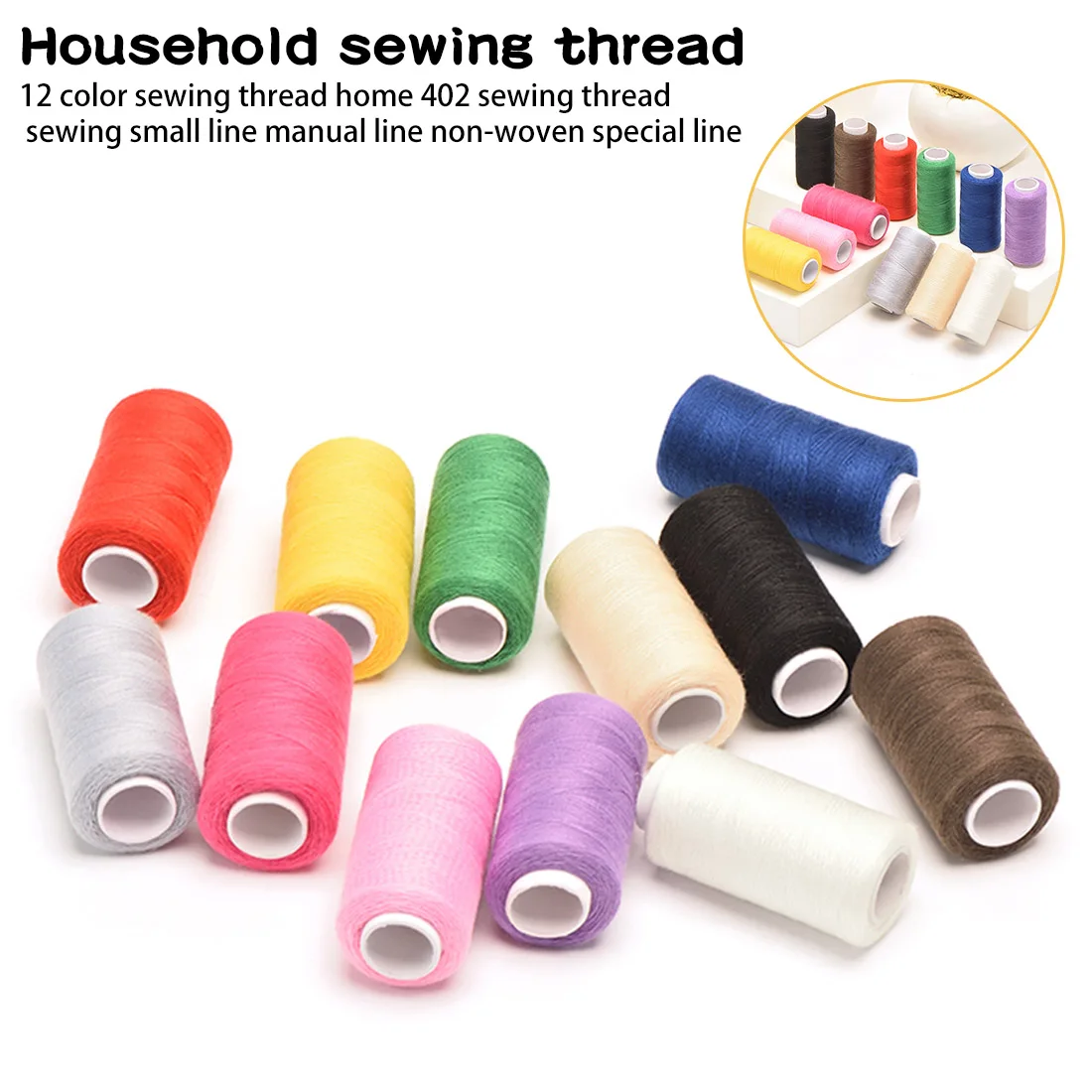 

12 Colors/set Sewing Thread Polyester Thread Set Strong And Durable Sewing Threads For Hand Sewing Machines Accessories