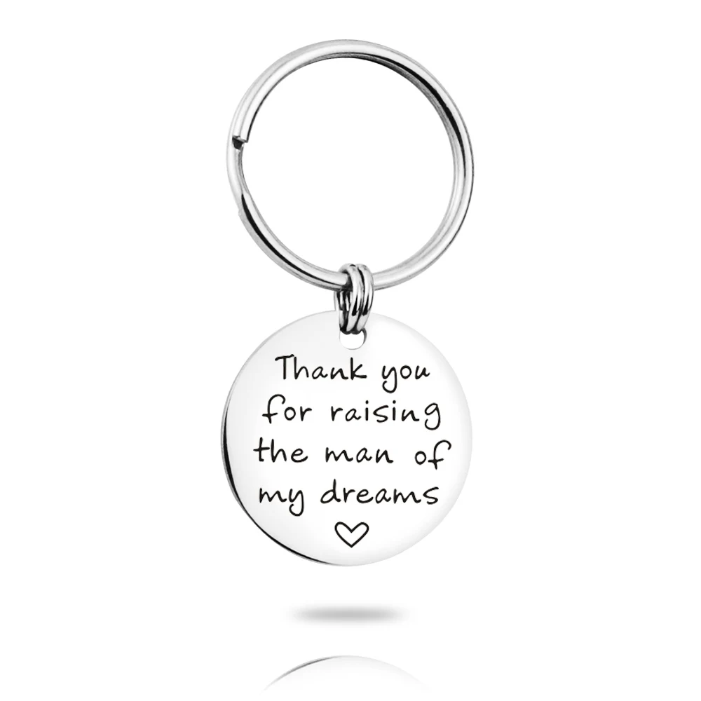 MYLONGINGCHARM Personalized Engraved Keychain Stainless Steel Thank you for raising the man of my dreams G3109 | Украшения и