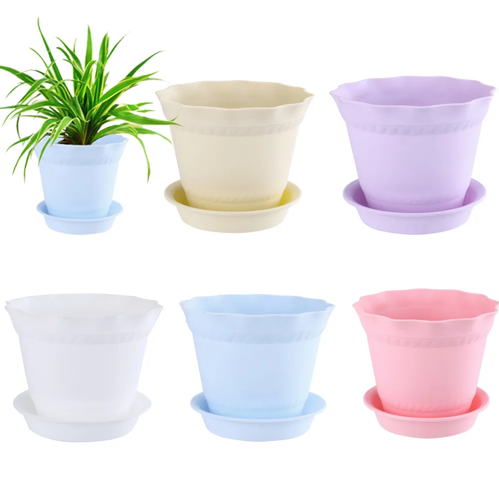Colourful Mini Plastic Flower Pot Succulent Plant Flowerpot Home Office Decor Horizontal Plastic