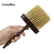 CestoMen Pro Hairdresser Neck Brush For Cleaning Long Wood Handle Barber Dust Brush Classic Design Wool Fiber Hair Duster Tool