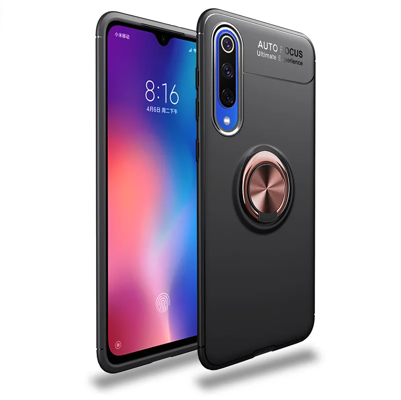 Для Xiaomi mi 9 SE чехол металлическое кольцо кронштейн заднюю крышку для Xiaomi mi 9 SE чехол для телефона на mi 9 se mi 9se держатель мягкий, роскошный, из ТПУ чехол - Цвет: black rose gold