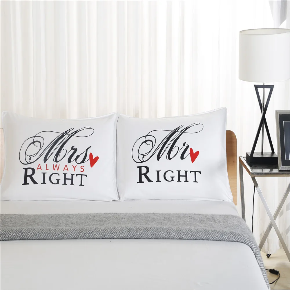 

Romantic Valentines Gift Super Soft Throw Pillow Covers English Letter Printing Pure White Pillowcase Without Filling