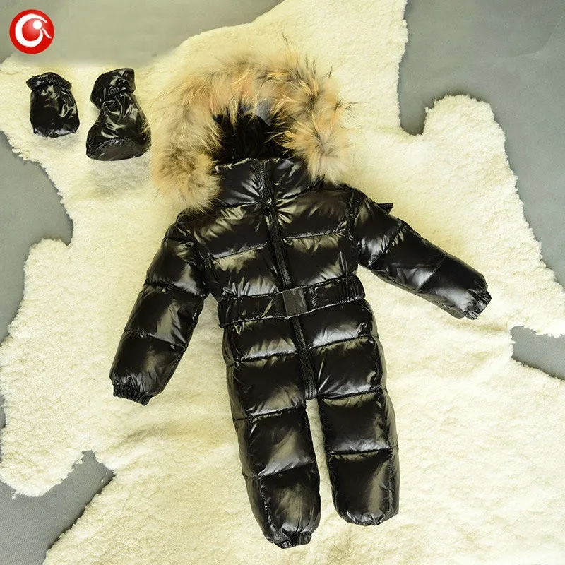 6M-4T Baby Girls White Duck Winter Down Coat +Down Gloves Clothes Kid Boys Ski Snow Thick Hooded Warm Jacket Clothing Snowsuit (15)