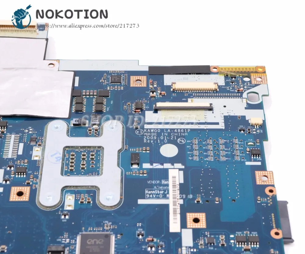 NOKOTION для acer aspire E625 5516 5517 5532 материнская плата для ноутбука KAWG0 LA-4861P MBN3602001 основная плата разъем S1 Бесплатный процессор