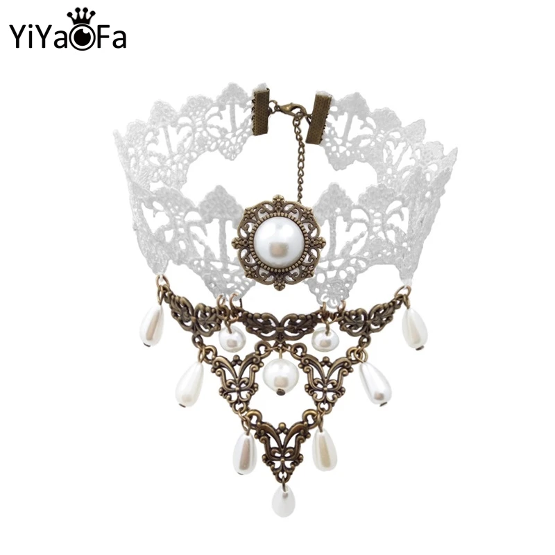 Yiyaofa Vintage White Lace Choker Necklace False Collar Statement