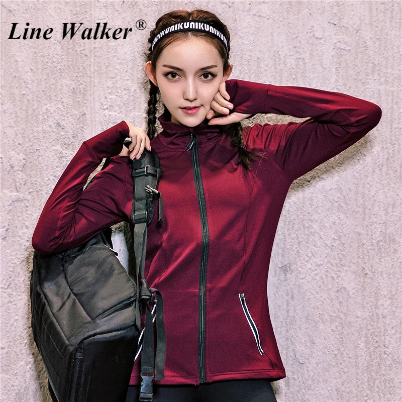 

Line Walker Sport Jacket for Women Running Kurtka Sportswear Jogging Training Fitness Exercise Gym Sports Clothes Long Sleeve