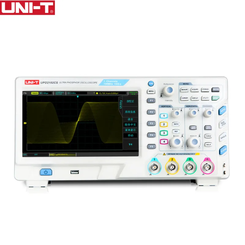 UNI-T UPO2102CS ультрафосфорные осциллографы 2CH 100MHZ Scopemeter Scope meter 7 дюймов Широкоэкранные ЖК-дисплеи USB интерфейс