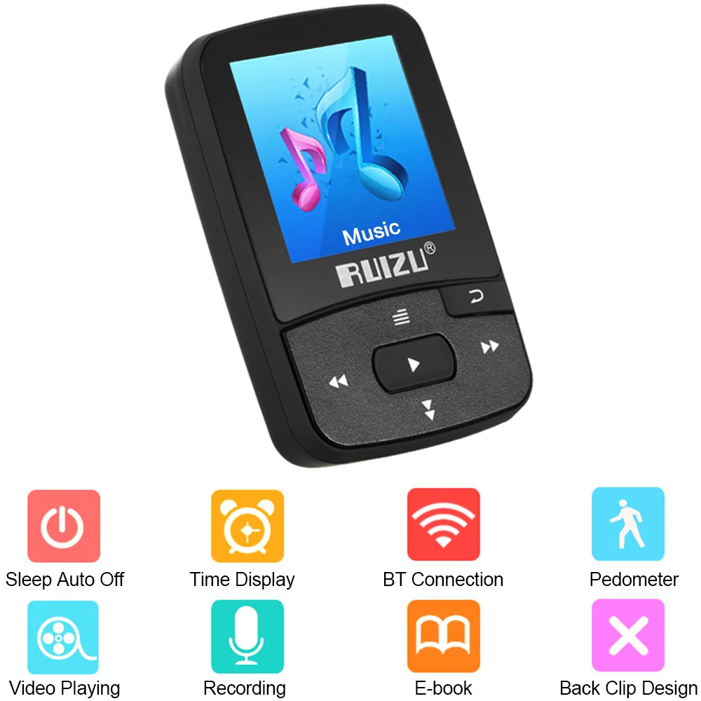 

MINI 8GB Bluetooth MP3 Player HiFi Lossless Sound music player Support Pedometer FM Radio Recording Time Calendar